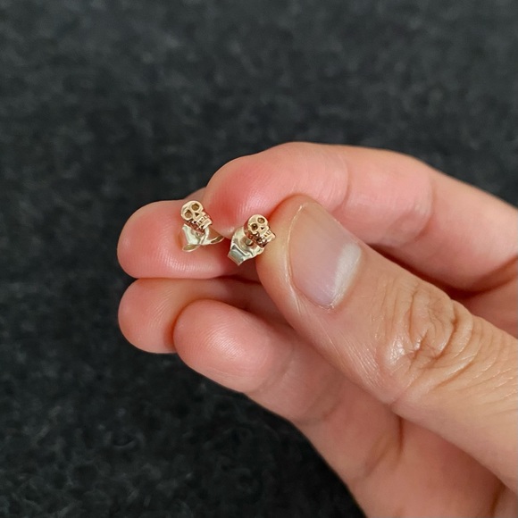 SOLD Bing Bang NYC rose gold tiny skull stud earrings - Picture 2 of 4